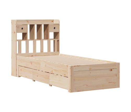 Cama con estantería sin colchón madera maciza de pino 90x200 cm