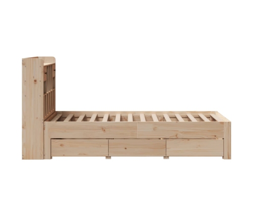 Cama con estantería sin colchón madera maciza de pino 90x200 cm