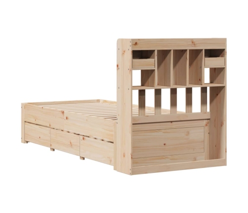 Cama con estantería sin colchón madera maciza de pino 90x200 cm