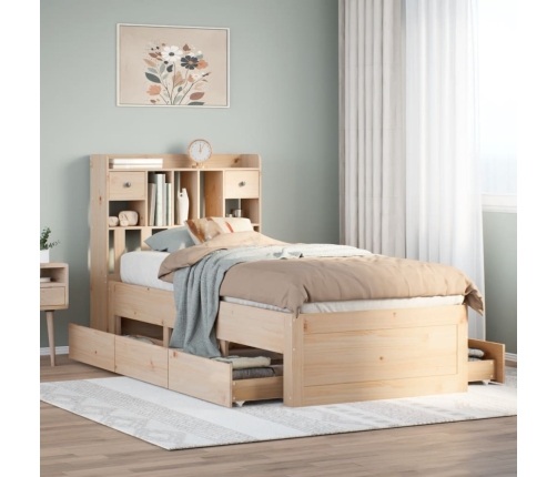 Cama con estantería sin colchón madera maciza de pino 90x200 cm