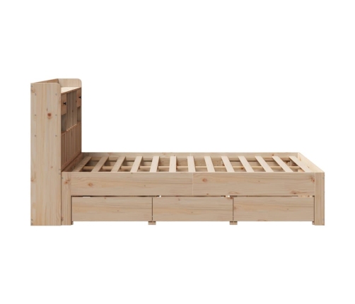 Cama con estantería sin colchón madera maciza de pino 135x190cm