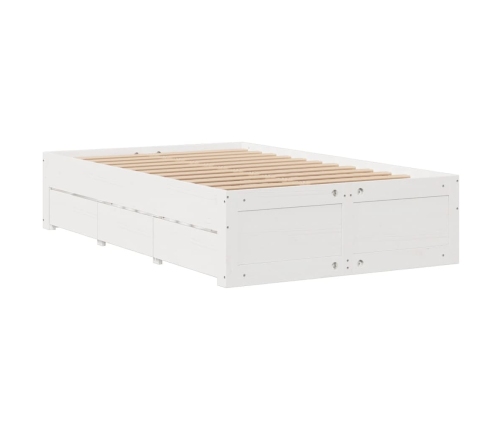 Cama con estantería sin colchón madera maciza blanca 135x190 cm