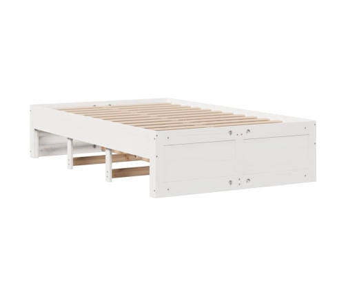 Cama con estantería sin colchón madera maciza blanca 135x190 cm