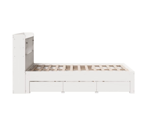 Cama con estantería sin colchón madera maciza blanca 135x190 cm