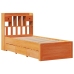 Cama con estantería sin colchón madera maciza marrón 90x190 cm