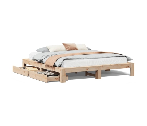 Estructura de cama sin colchón madera maciza de pino 180x200 cm