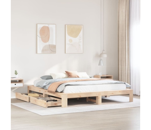 Estructura de cama sin colchón madera maciza de pino 180x200 cm