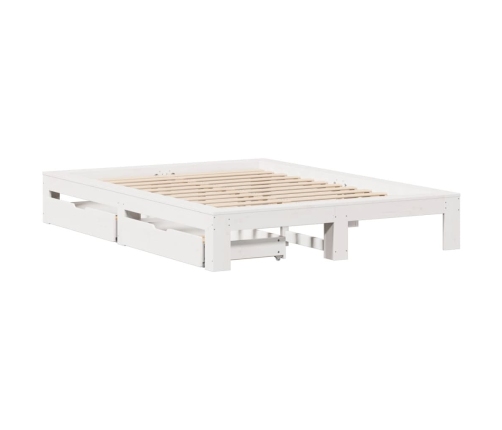 Estructura de cama sin colchón madera de pino blanca 150x200 cm