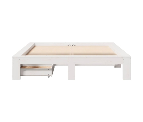 Estructura de cama sin colchón madera de pino blanca 150x200 cm