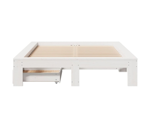 Estructura de cama sin colchón madera de pino blanca 120x200 cm