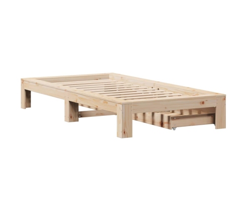 Estructura de cama sin colchón madera maciza de pino 100x200 cm