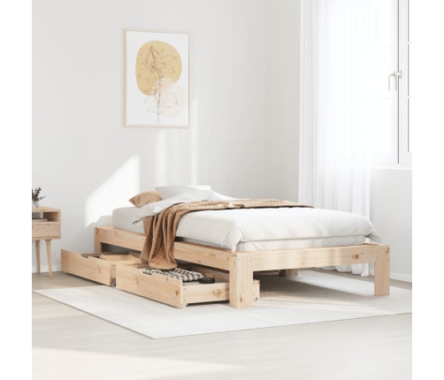 Estructura de cama sin colchón madera maciza de pino 100x200 cm