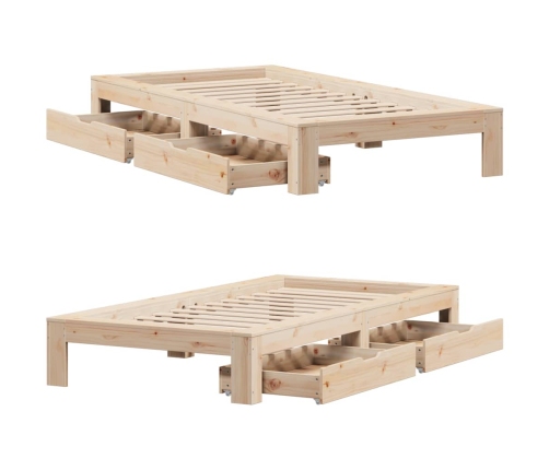 Estructura de cama sin colchón madera maciza de pino 90x200 cm