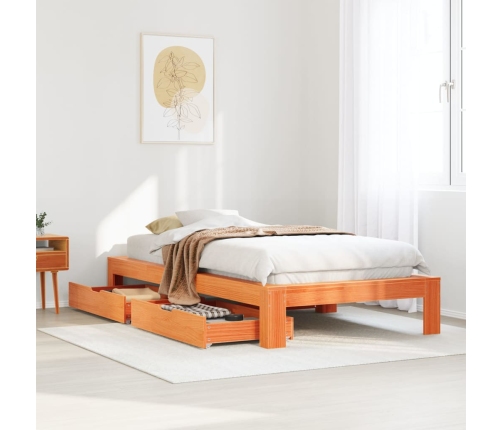 Estructura de cama sin colchón madera de pino marrón 90x200 cm