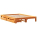 Cama sin colchón madera maciza de pino marrón cera 140x190 cm