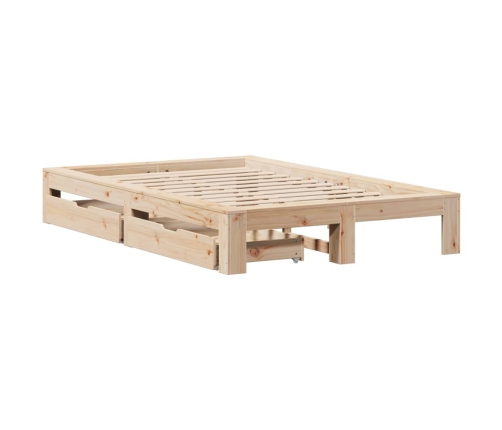 Estructura de cama sin colchón madera maciza de pino 135x190 cm