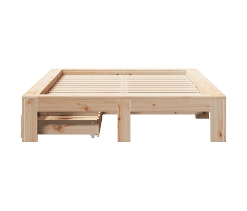 Estructura de cama sin colchón madera maciza de pino 135x190 cm