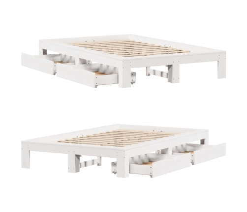 Estructura de cama sin colchón madera de pino blanco 135x190 cm