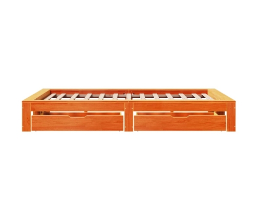 Estructura de cama sin colchón madera maciza marrón 135x190 cm