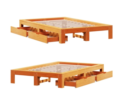 Estructura de cama sin colchón madera maciza marrón 135x190 cm