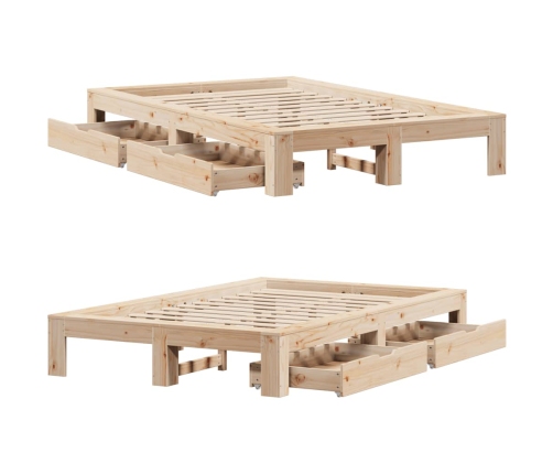 Estructura de cama sin colchón madera maciza de pino 120x190 cm