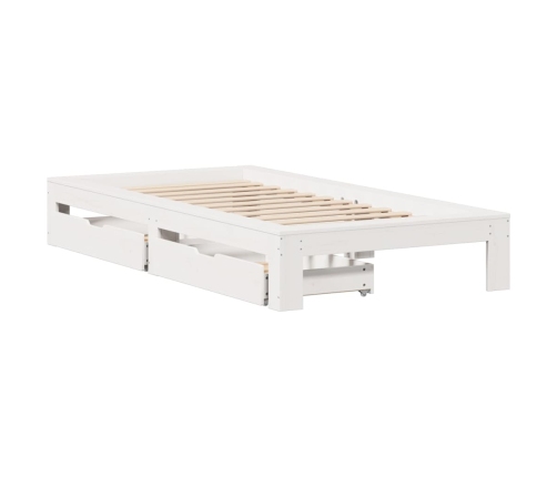 Estructura de cama sin colchón madera maciza blanca 90x190 cm