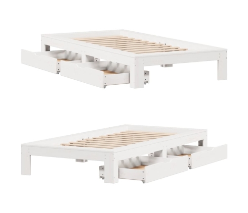 Estructura de cama sin colchón madera maciza blanca 90x190 cm