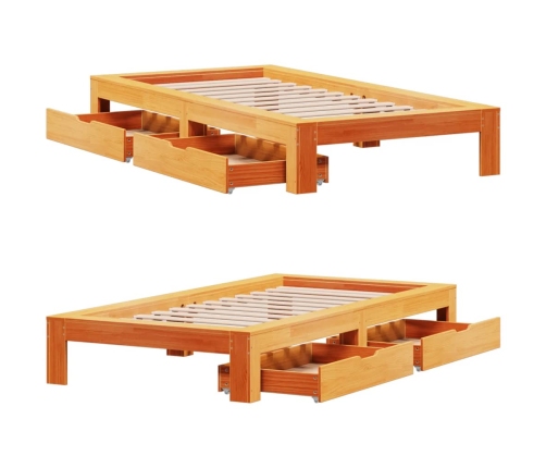 Estructura de cama sin colchón madera maciza marrón 90x190 cm