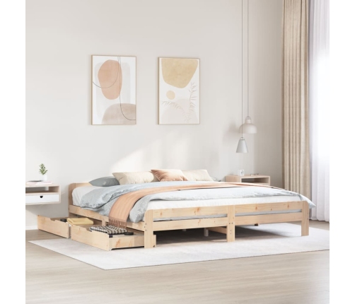 Estructura de cama sin colchón madera maciza de pino 200x200 cm