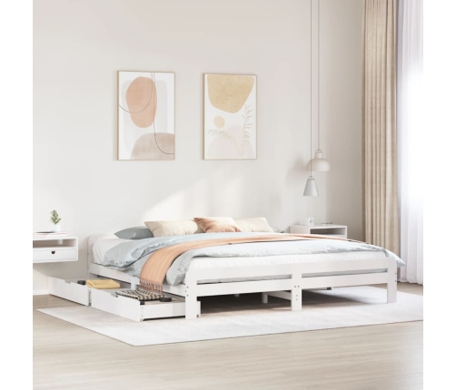 Estructura de cama sin colchón madera maciza blanca 200x200 cm