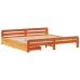 Cama sin colchón madera maciza de pino marrón cera 200x200 cm