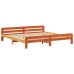 Cama sin colchón madera maciza de pino marrón cera 200x200 cm