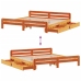 Cama sin colchón madera maciza de pino marrón cera 200x200 cm