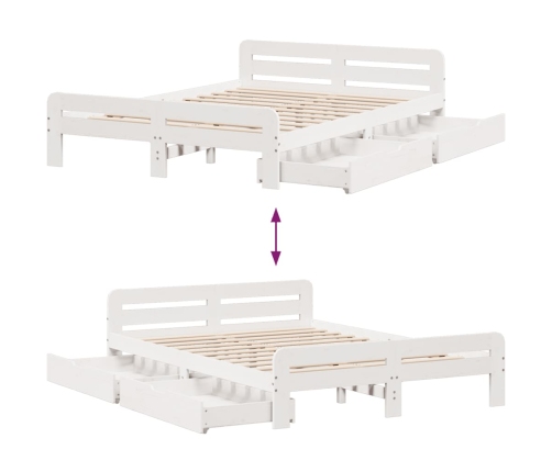 Estructura de cama sin colchón madera maciza de pino 160x200 cm