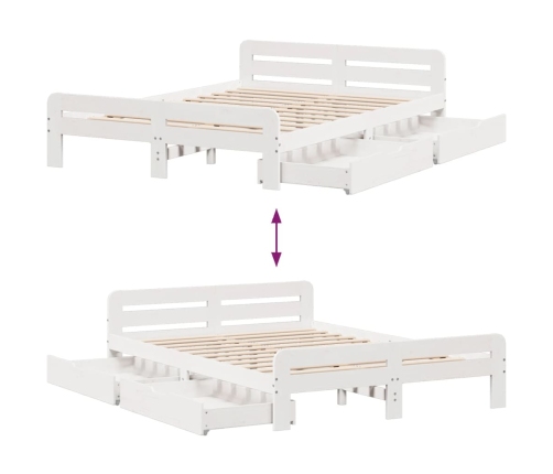 Estructura de cama sin colchón madera de pino blanca 150x200 cm