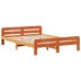 Cama sin colchón madera maciza pino marrón cera 150x200 cm