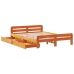Cama sin colchón madera maciza pino marrón cera 150x200 cm