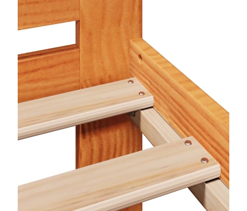 Cama sin colchón madera maciza pino marrón cera 150x200 cm