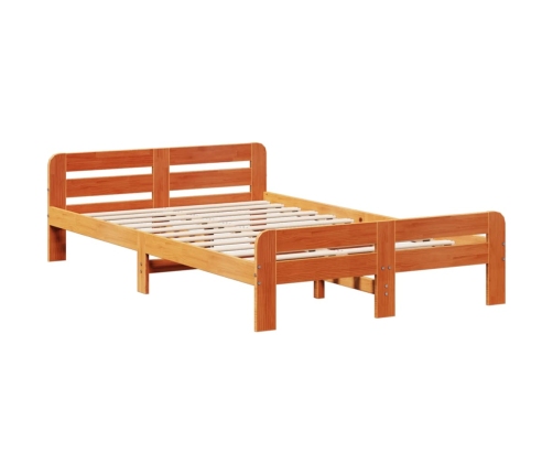 Cama sin colchón madera maciza de pino marrón cera 120x200 cm