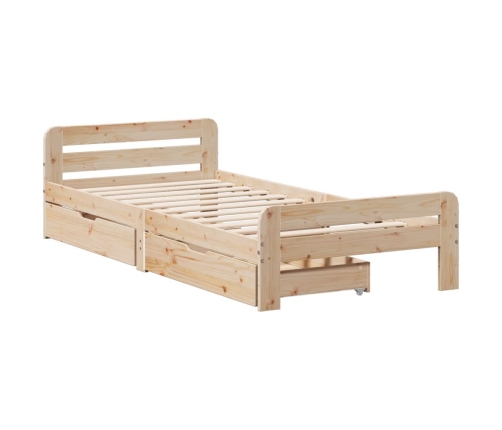 Estructura de cama sin colchón madera maciza de pino 100x200 cm