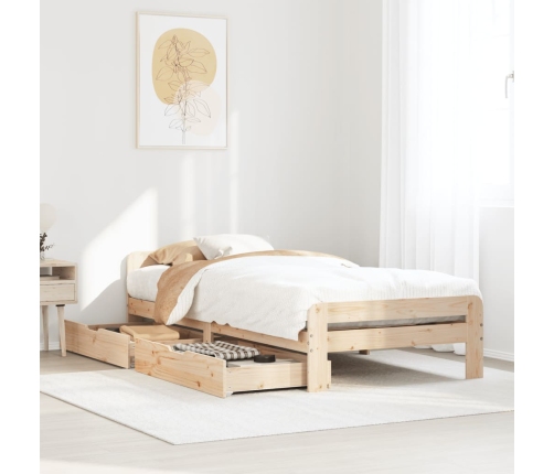 Estructura de cama sin colchón madera maciza de pino 100x200 cm