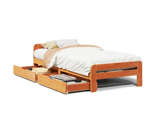 Estructura de cama sin colchón madera de pino marrón 90x200 cm