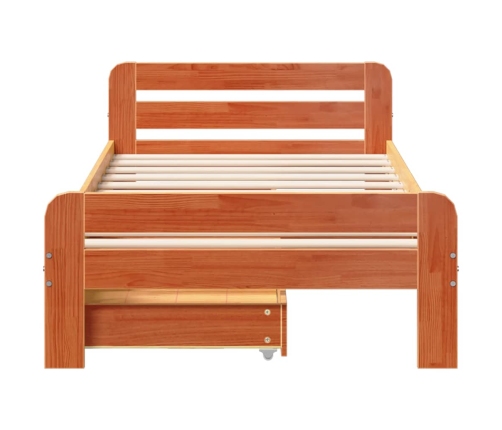 Estructura de cama sin colchón madera de pino marrón 90x200 cm