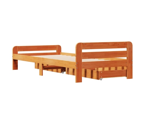 Estructura de cama sin colchón madera de pino marrón 90x200 cm