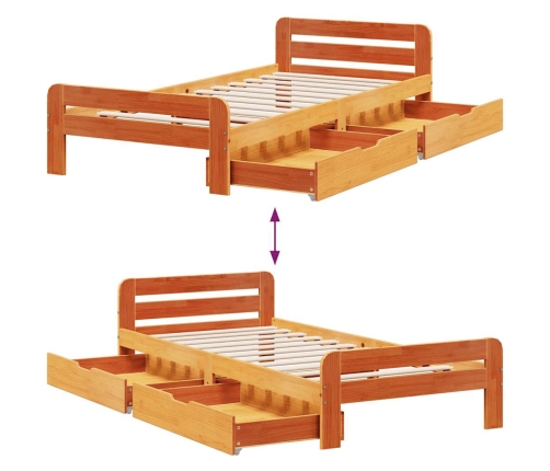 Estructura de cama sin colchón madera de pino marrón 90x200 cm