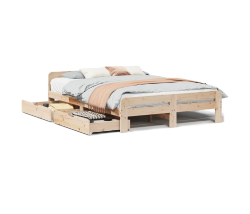 Estructura de cama sin colchón madera maciza de pino 140x190 cm