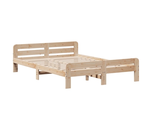 Estructura de cama sin colchón madera maciza de pino 140x190 cm