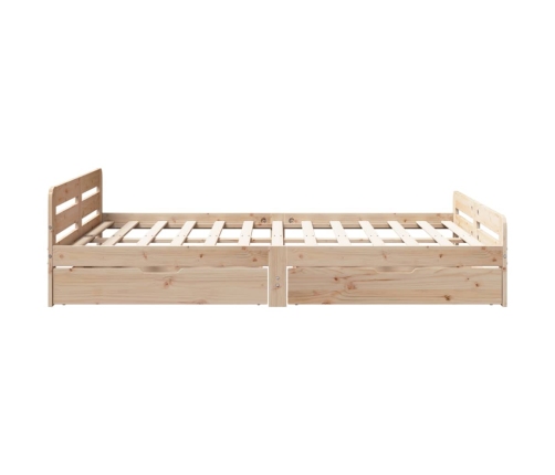 Estructura de cama sin colchón madera maciza de pino 140x190 cm