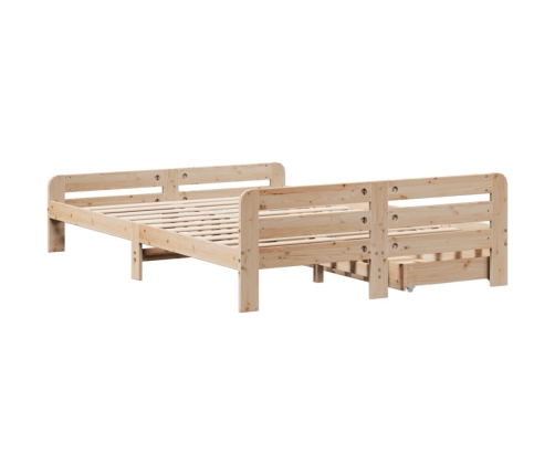 Estructura de cama sin colchón madera maciza de pino 140x190 cm