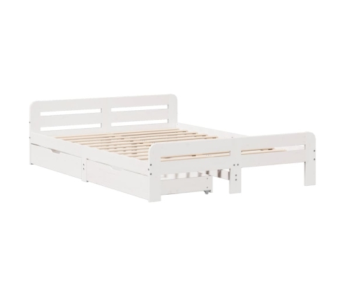 Estructura de cama sin colchón madera de pino blanca 140x190 cm